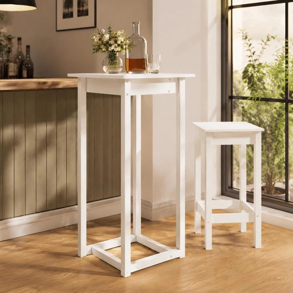 Bar Table White 60x60x110 Cm Solid Pine Wood