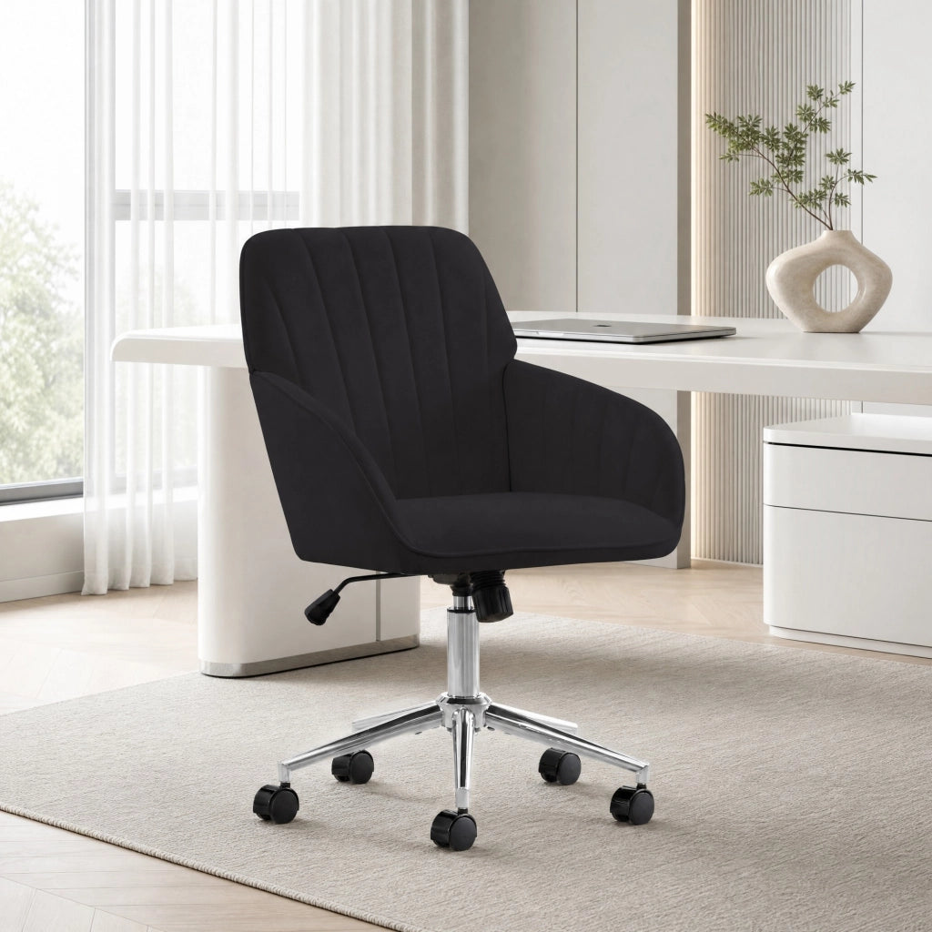 SEDIA DA UFFICIO Girevole Regolabile 57x29x52 cm Velluto Nero