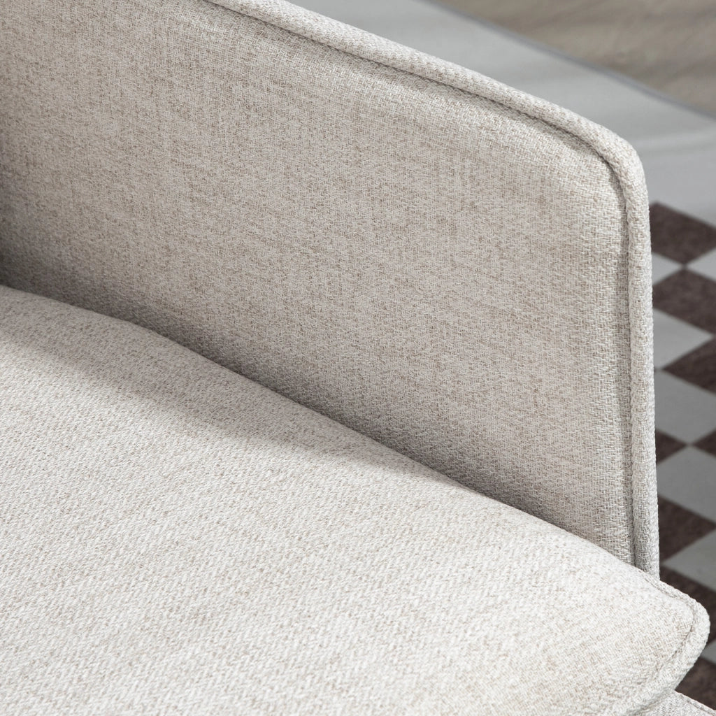 Divano 2 Posti 139x68x80 cm con Cuscini Imbottiti in Tessuto Effetto Lino Bianco Crema