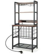 Portabottiglie multifunzionale 76 x 48 x 163 cm grande capacità 24 bottiglie stile industriale MDF nero 20_0020844