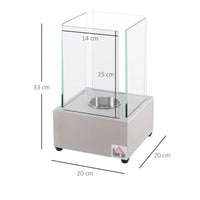 Camino a Bioetanolo da Tavolo 20x20x33 cm in Acciaio e Vetro Grigio