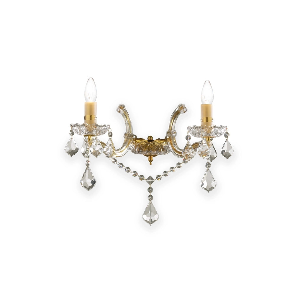 Applique Classica Florian Metallo-Cristallo Oro 2 Luci E14