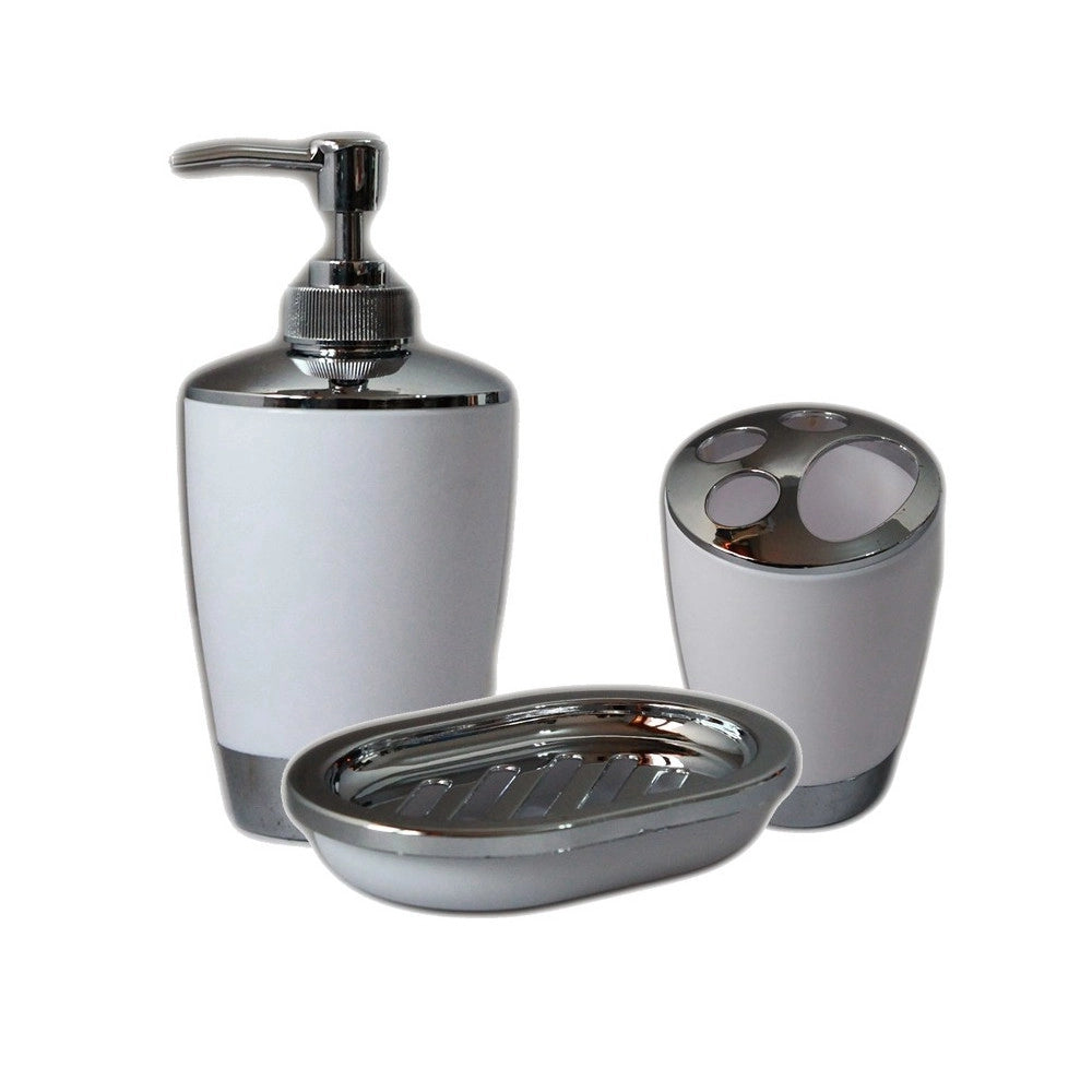 Trade Shop - Set Accessori Bagno Porta Saponetta Dispenser Sapone Liquido Porta Spazzolini -