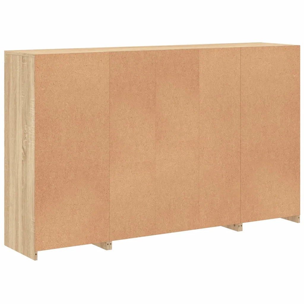 Credenze con Luci LED 3 pz | Madia | Buffet da pranzo | Armadio da pranzo Rovere Sonoma in Legno Multistrato
