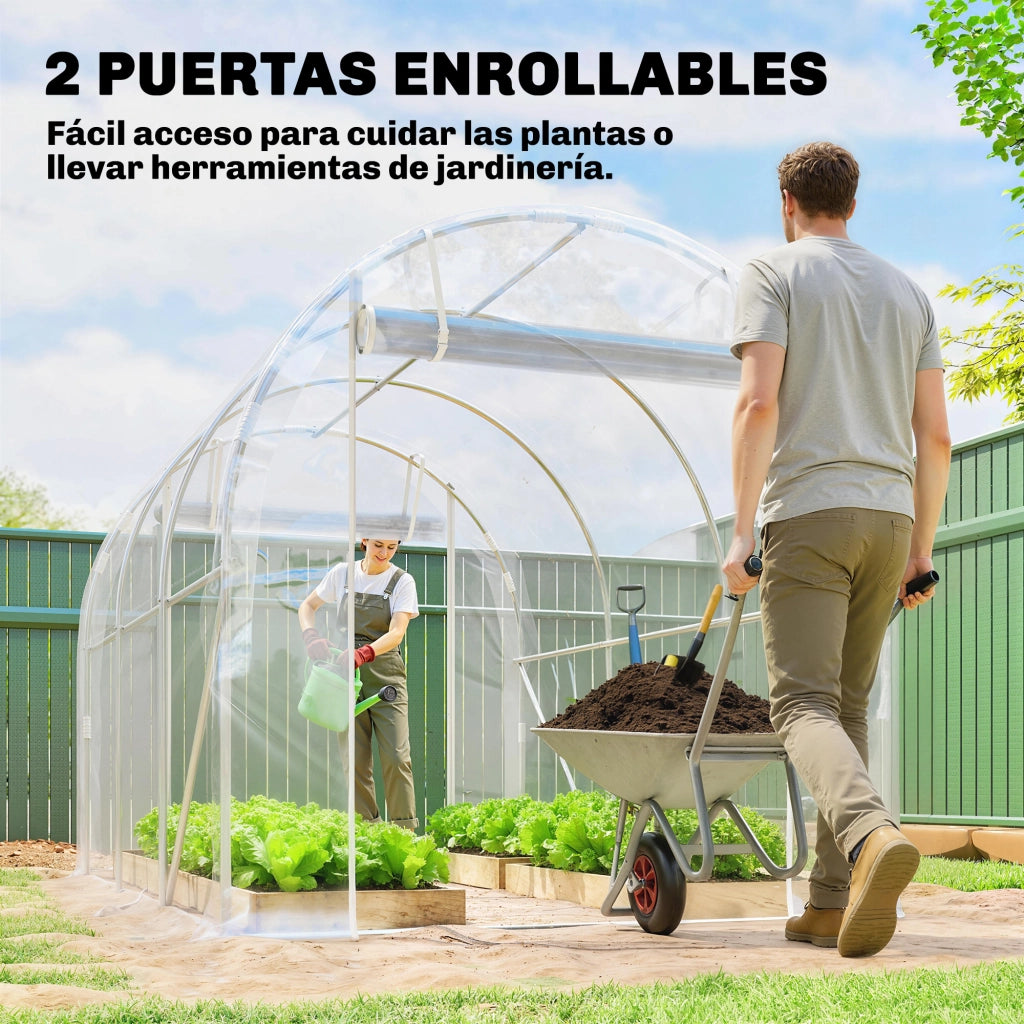 Serra Tunnel 3x2x2 m ¨C zephmum ¨C 2 Porte Arrotolabili, Struttura Acciaio, Copertura PE Anti-UV