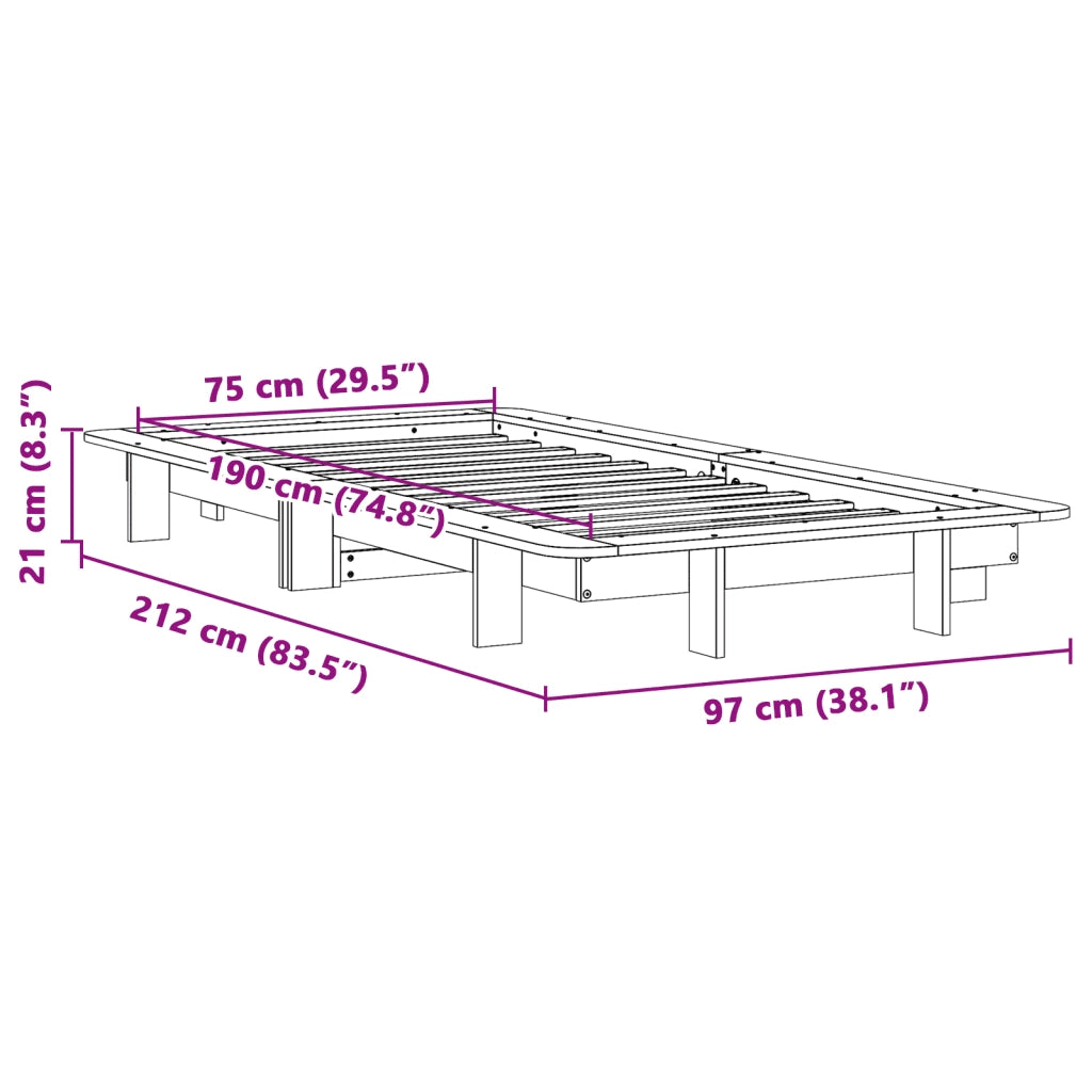 Letto senza Materasso 75x190 cm in Legno Massello Pino 850683