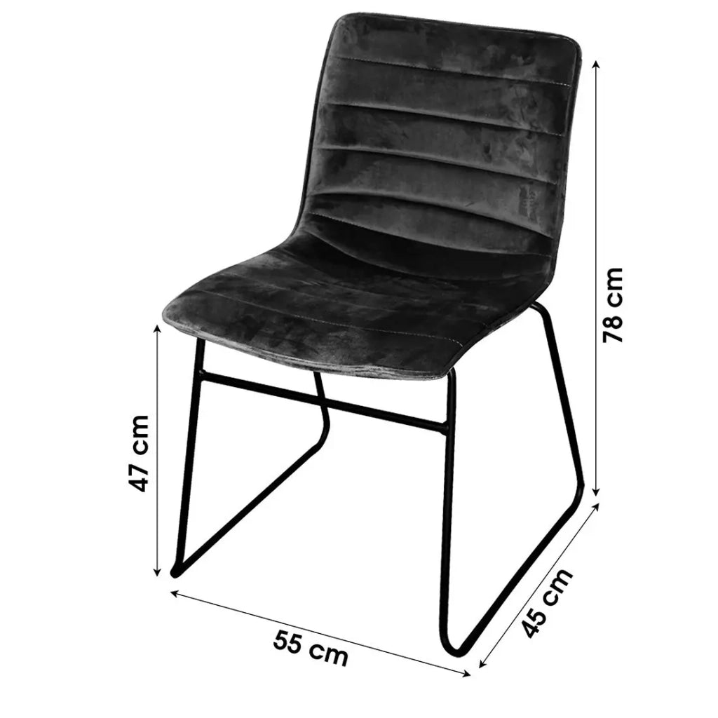 Set di 4 sedie in velluto a coste nero, collezione NETS, stile industriale