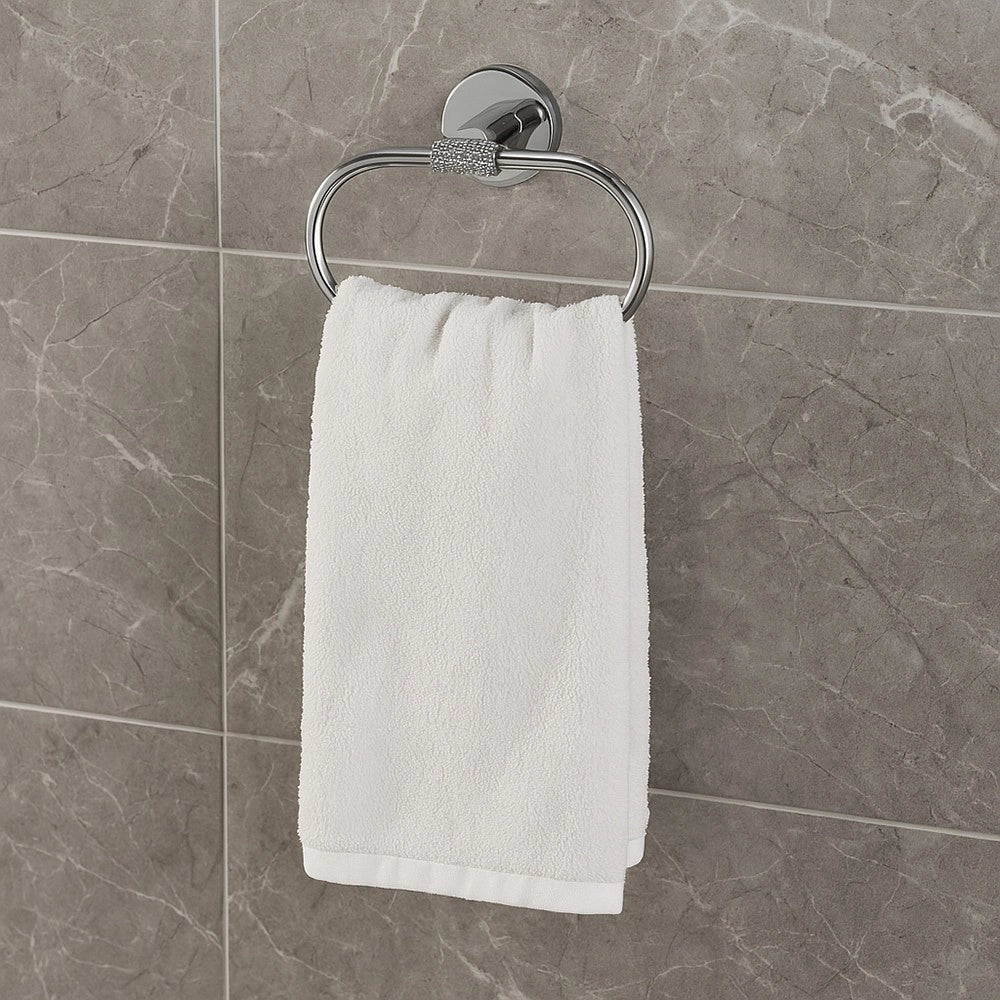 Trade Shop - Porta Asciugamani Ad Anello In Acciaio Accessorio Da Bagno Portasciugamano 87921 -