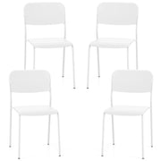 Set di 4 sedie da pranzo moderne, Sedie da cucina accumulabili con schienale inclinato e gambe metalliche Bianco-Sedie da pranzo