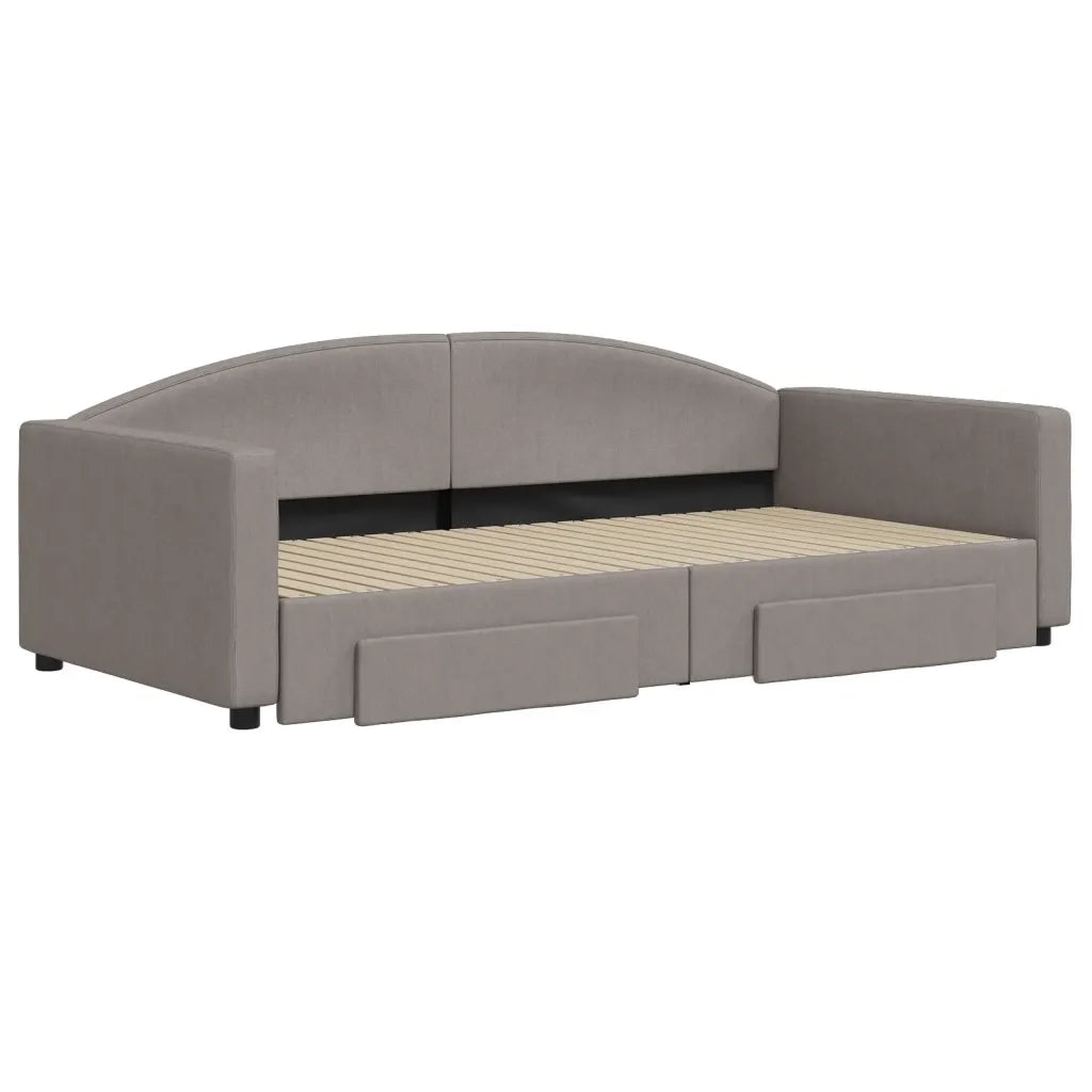 vidaXL Divano Letto Estraibile con Cassetti Tortora 100x200 cm Tessuto