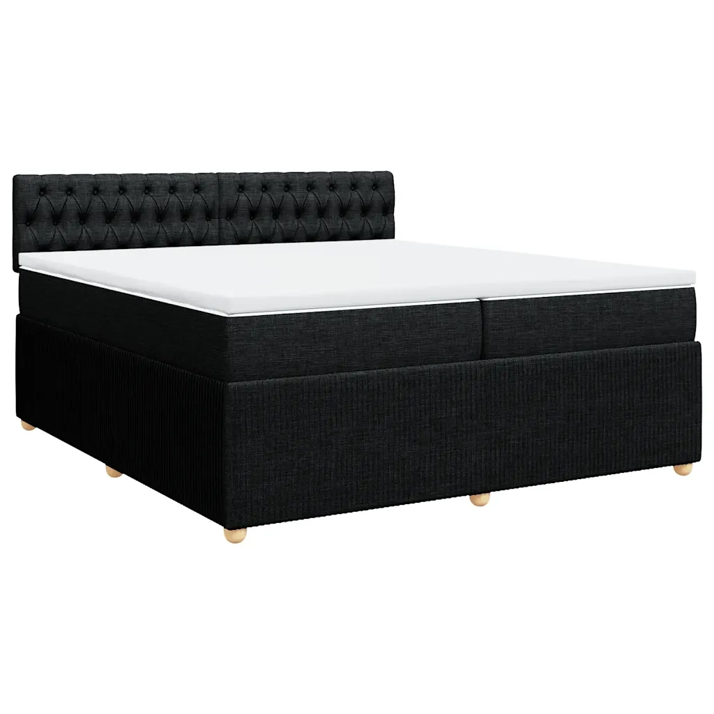 Giroletto a Molle con Materasso Nero 200x200 cm in Tessuto