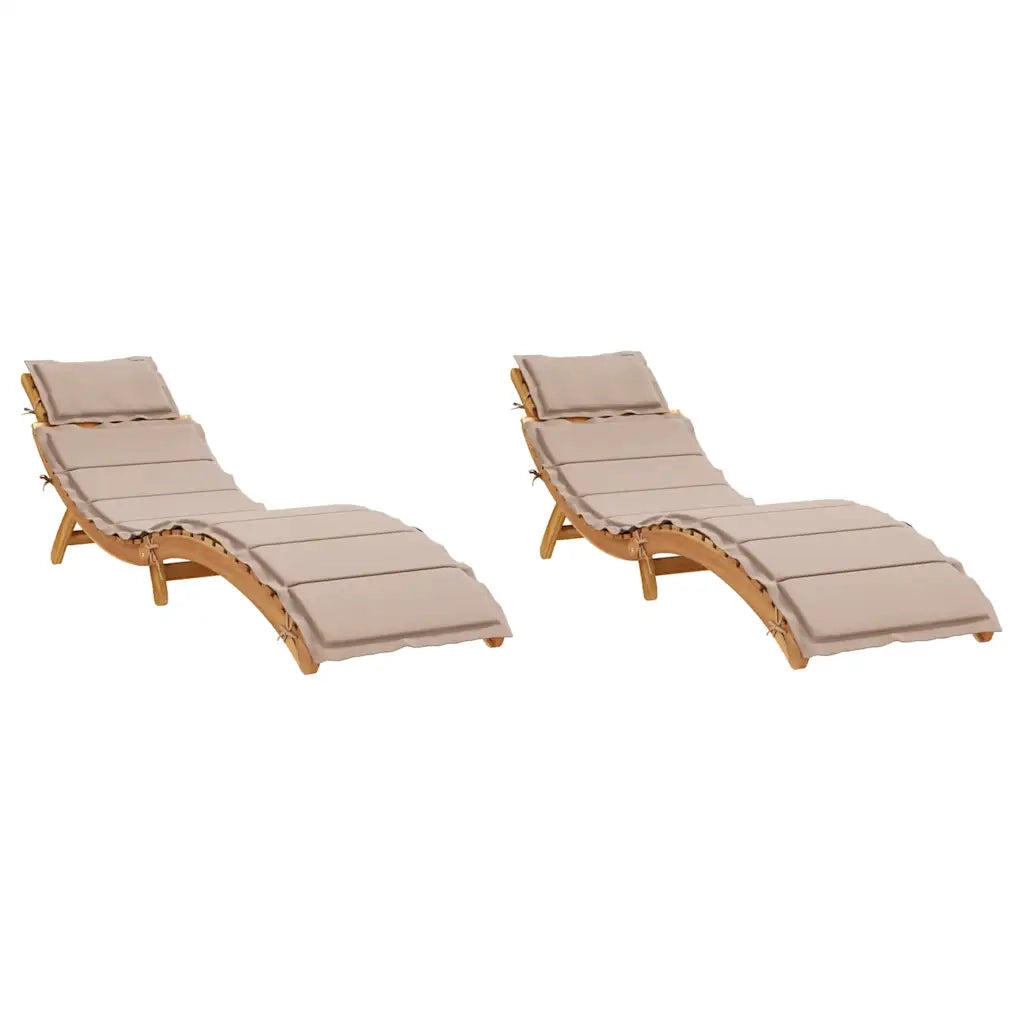 Lettini PrendiLettino sole | Sdraio da giardino | Lettino da sole con Cuscini 2 pz Legno Massello di Acacia