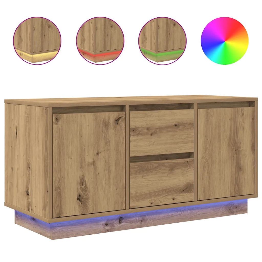 Mobile Porta TV con Luci LED Rovere Artigianale 100x41x50 cm 861417
