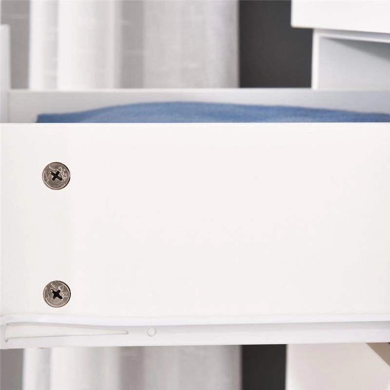 ARMADIO MODERNO GUARDAROBA 2 ANTE CON SPECCHIO E 3 CASSETTI, MENSOLE + BARRA APPENDIABITI 80X50X180CM BIANCO