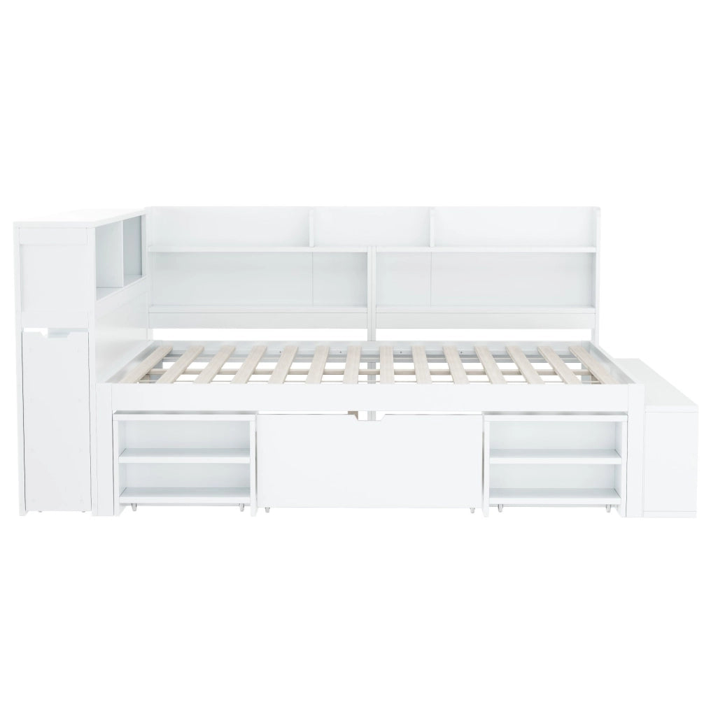Letto singolo per bambini 140x200 cm con contenitori bianco