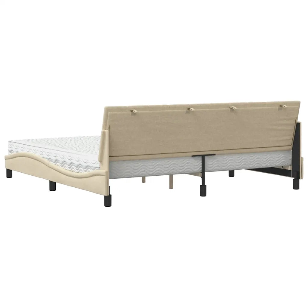 Letto con Materasso Hanko Crema 200x200 cm in Tessuto 3310557