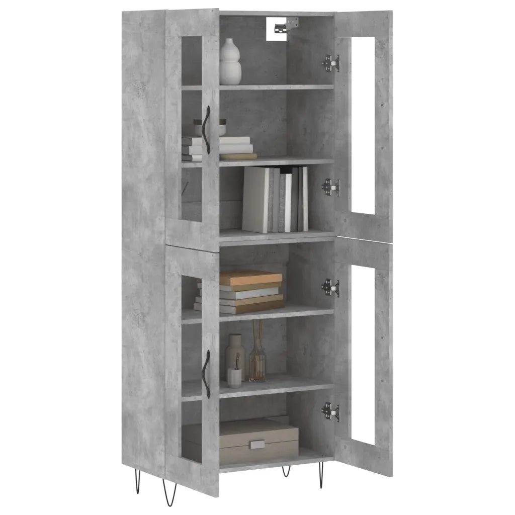 Credenza-Buffet-Armadio da cucina Grigio Cemento 69,5x34x180 cm in Legno Multistrato 102887