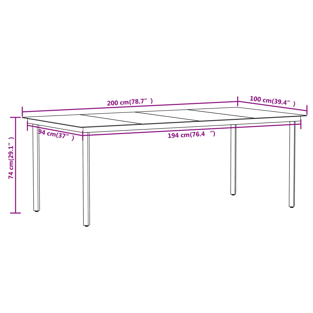 Set da Pranzo per Giardino 9 pz con Cuscini Nero cod mxl 44339