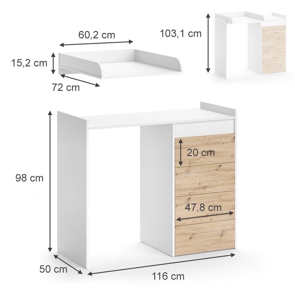 Vicco Mobile lavatrice Bianco 116 x 98 cm con 4 cassetti