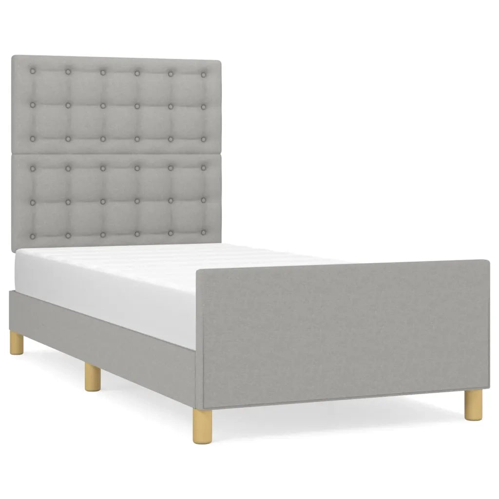 Giroletto con Testiera-Struttura Letto con testiera Grigio Chiaro 80x200 cm in Tessuto