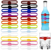Segnali per bicchieri - 24 pezzi - pennarelli in silicone - riutilizzabili - per bicchieri da vino/coppe/cocktail - elastici - lavabili - segnali per bicchieri