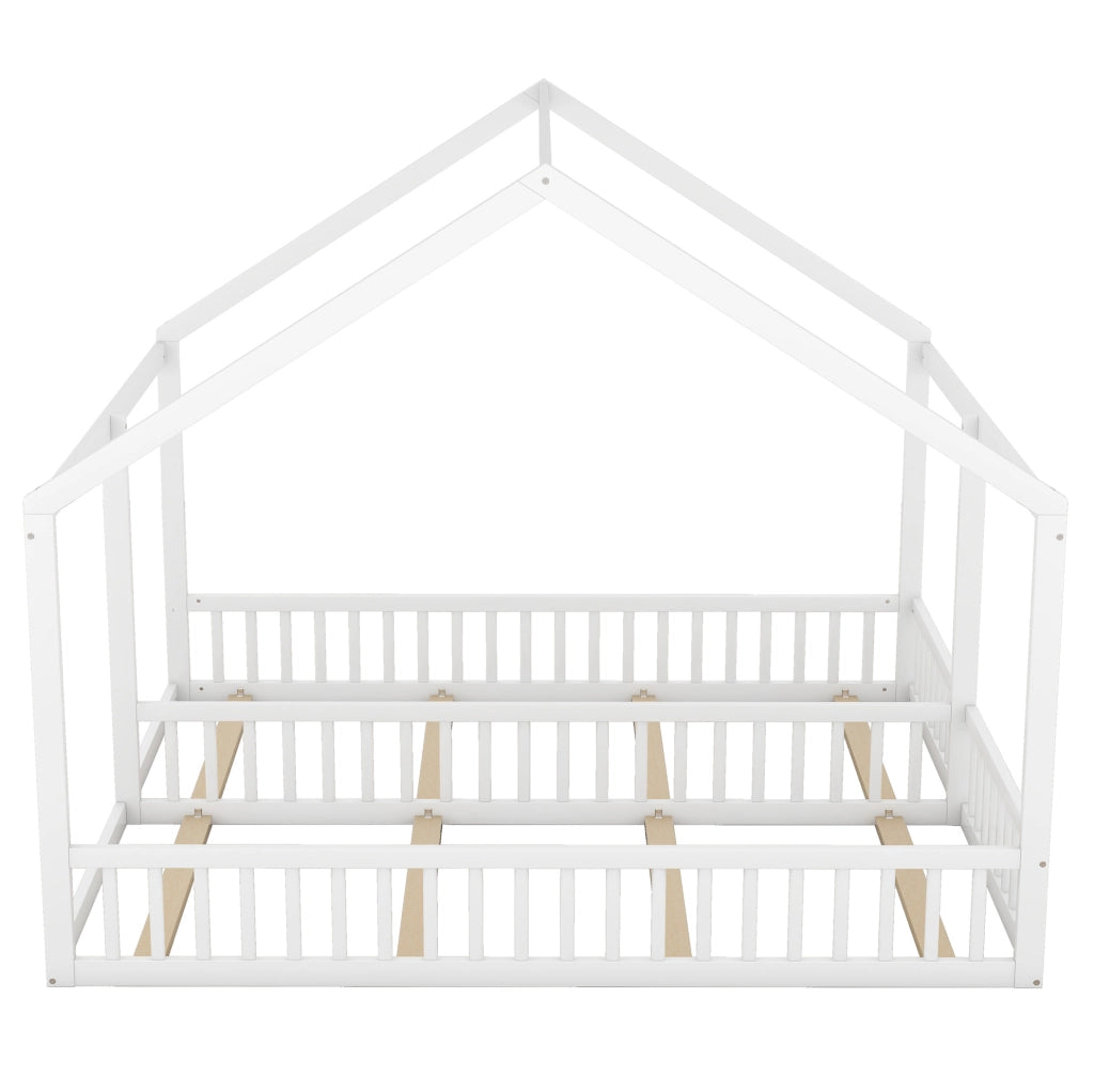 Letto per bambini 2 in 1 a casetta 90x200 cm bianco