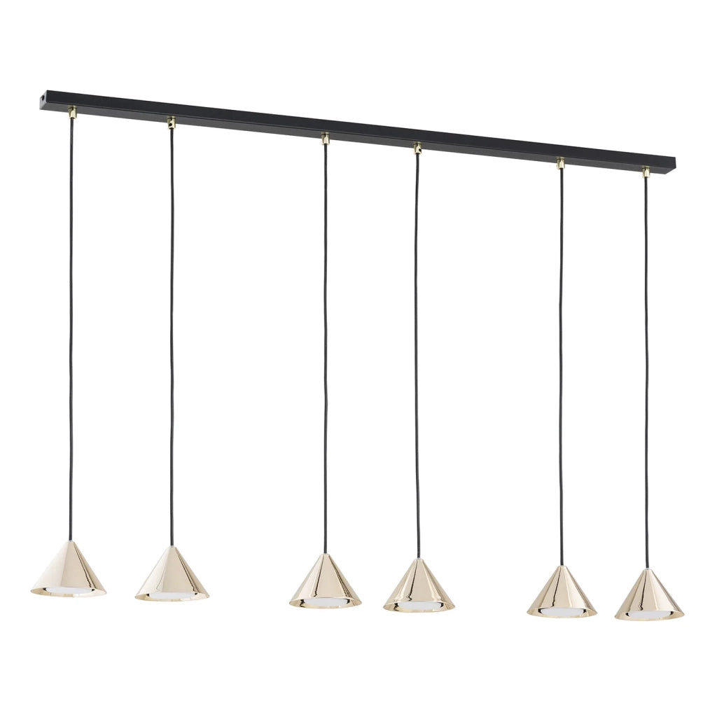 Sospensione Minimal Skadi 6 Luci In Acciaio Oro