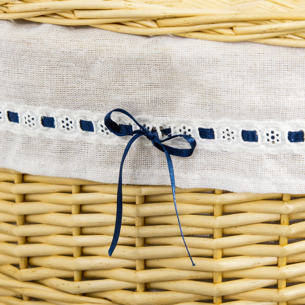 Cesto portabiancheria con coperchio in rattan naturale 100 L 51x38x57 cm