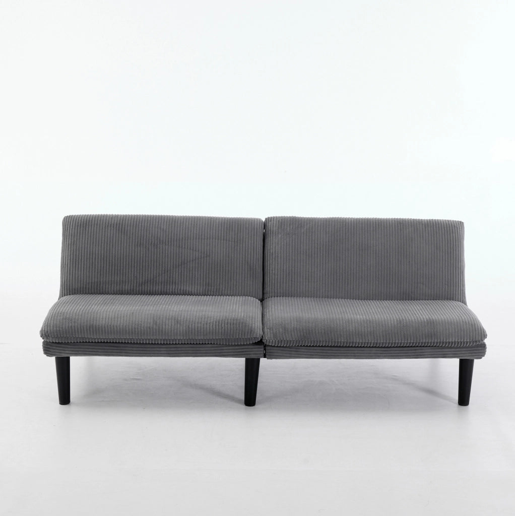 Divano letto con schienale regolabile in velluto grigio