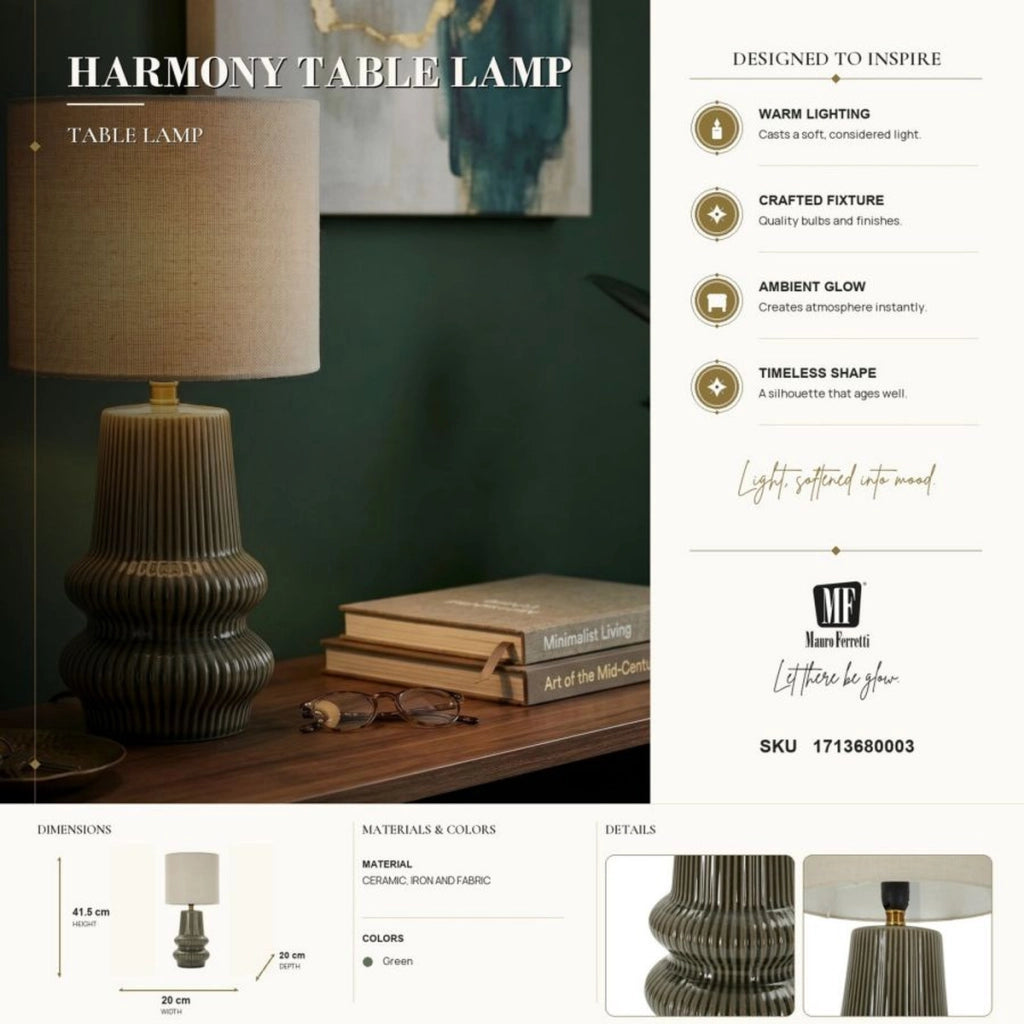 Lampada da tavolo Harmony in ceramica verde