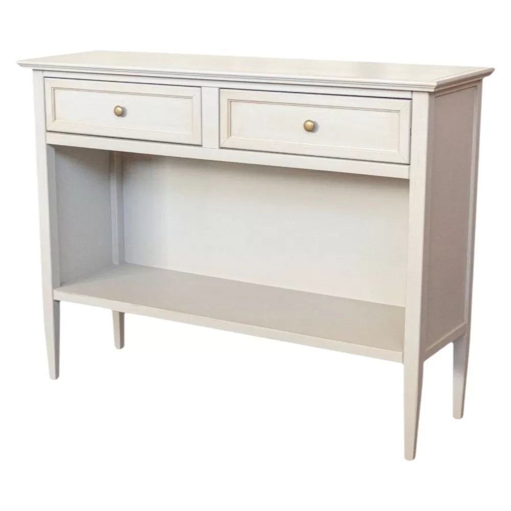 Madia credenza 2 cassetti 1 vano a giorno legno shabby grigio anticato 110x35x83 - Mobili 2G