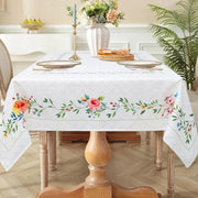 Tavolo con fiori rettangolari, tovagliato da tavola impermeabile con foglie di fiori selvatici, poliestere, lavabile, tovagliato da tavola per cucina, pasti, feste, primavera/estate (140 x 180 cm)