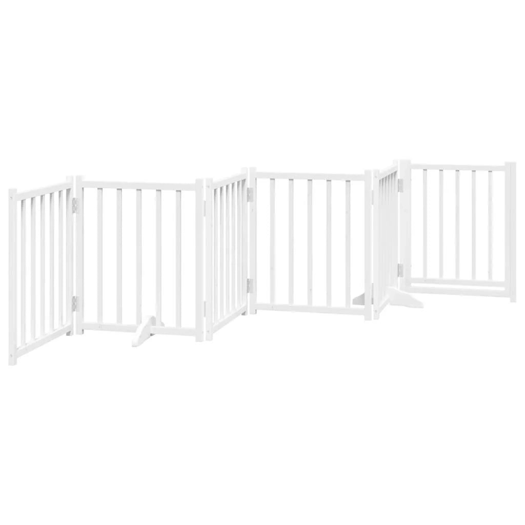 Cancelletto di sicurezza per cani con porta 6 pannelli legno massello di abete bianco 02_0023326