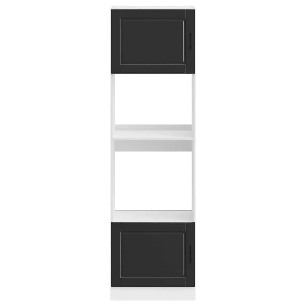 Set di 2 mobili da forno moderni con piedini regolabili 60 x 57 x 207 cm legno ingegnerizzato nero 02_0055717