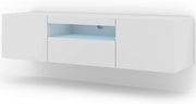 MOBILE TV PIANO TV SOSPESO O A TERRA BIANCO OPACO CON LED 150x37x42cm AURA