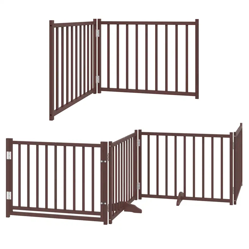 Cancello Cani Porta Pieghevole Marrone 10 Pannelli 800cm Pioppo 3155751