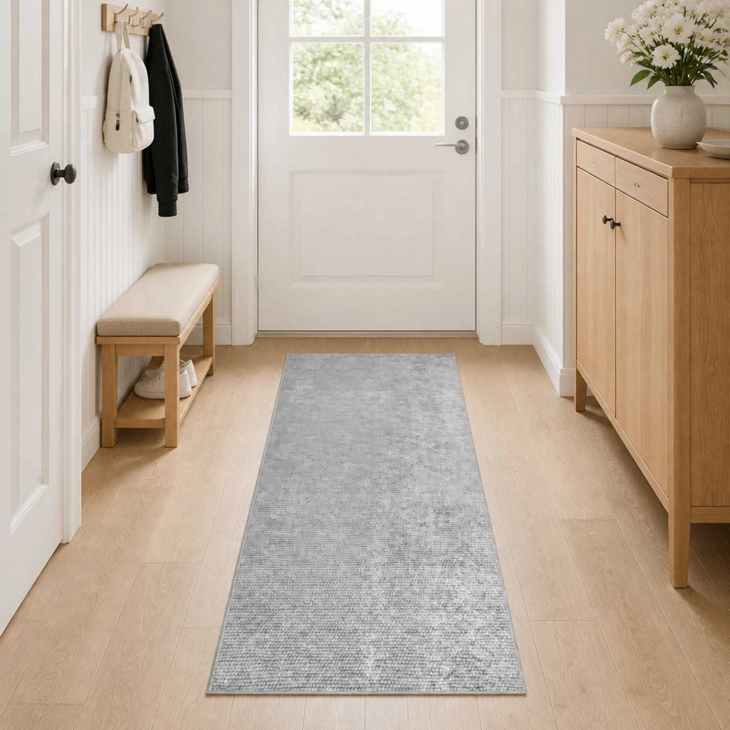 Tappeto Grigio 50 x 250 cm 100% Poliestere 3 mm Lavabile 42041656