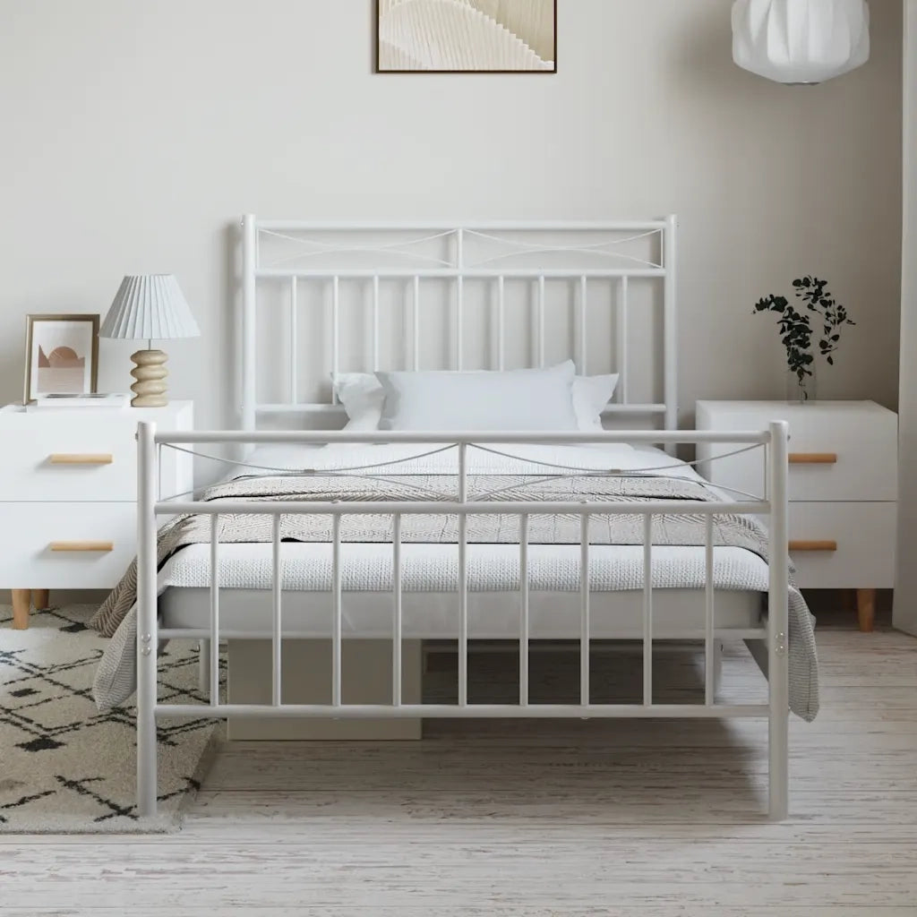 Giroletto con Testiera e Pediera Metallo Bianco 100x190 cmcod mxl 107903