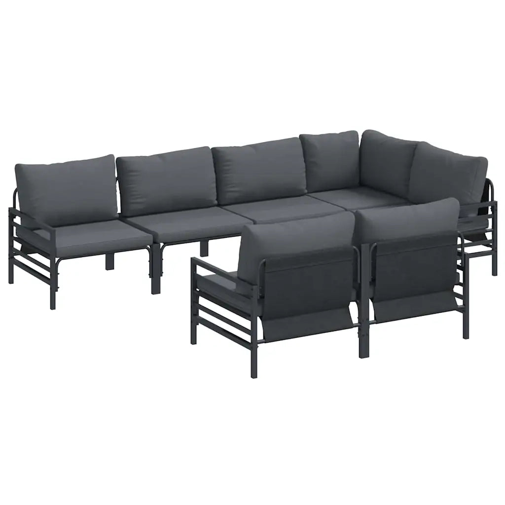 Set Divano da Giardino con cuscino 7 pcs Nero Acciaio 3378959