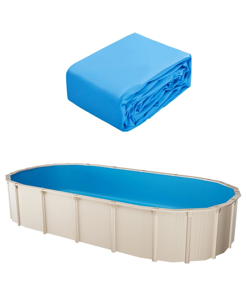 Rivestimento di Protezione per Piscina Ovale Fuori Terra in Vinile Stile Unibead 24x12,3 Piedi Altezza 52 Pollici Resistente