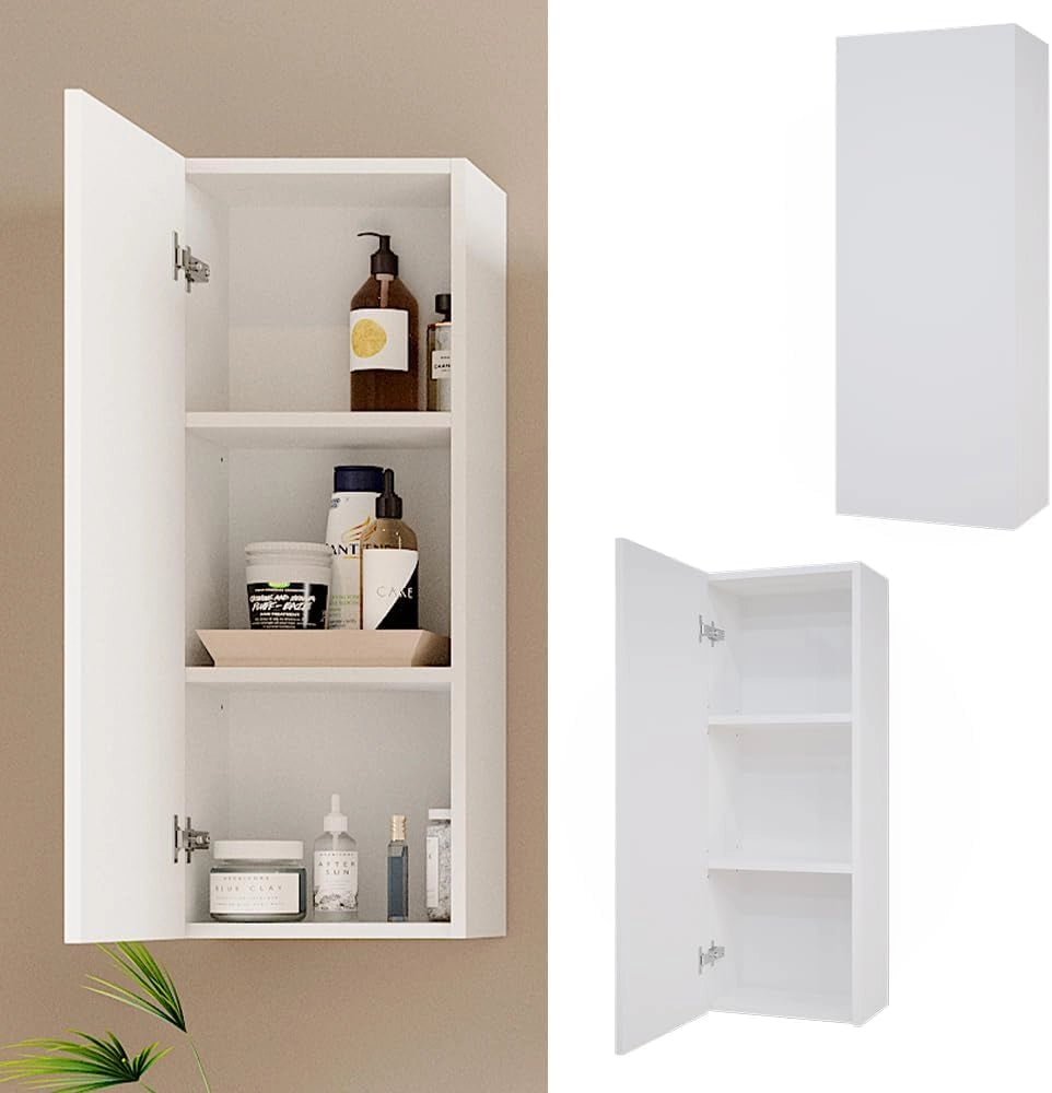 Mobile bagno Gloria, Bianco, 33 x 84 cm con 2 ripiani, con apertura per sifone e compatibile con la serie Gloria