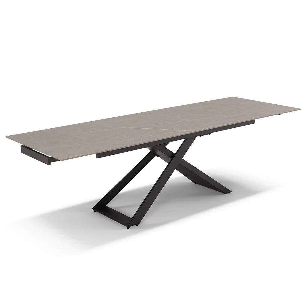 Tavolo allungabile da pranzo Pietra Grigia 180x90 HIDRA fino a 260 CM per sala da pranzo, cucina e soggiorno, design moderno con top in grès ceramico