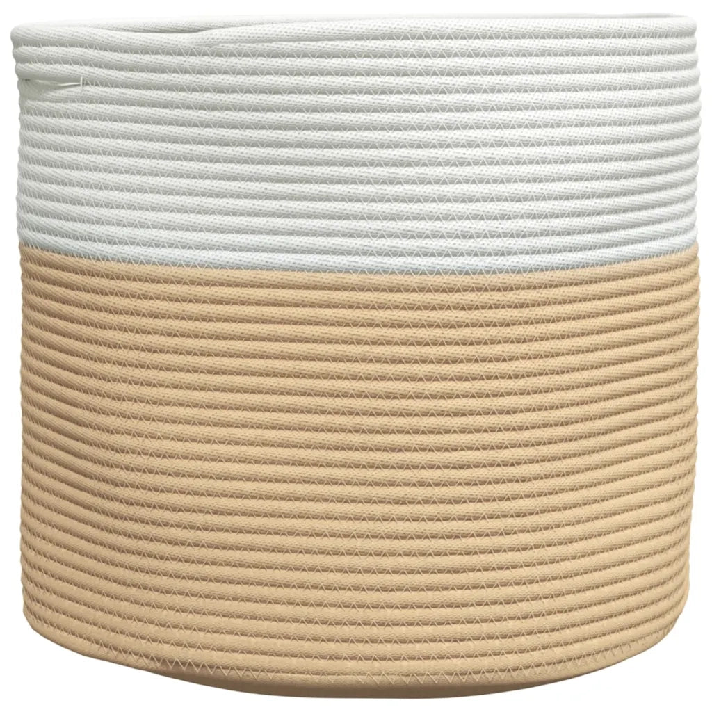 Cestino Portaoggetti Beige e Bianco ?40x35 cm in Cotone CFW2182349