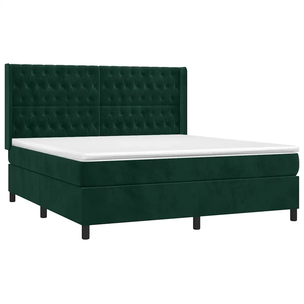 Giroletto a Molle con Materasso Verde Scuro 180x200 cm Velluto 3132876