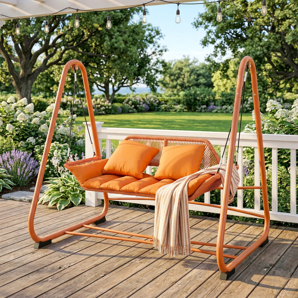 Altalena da giardino con cuscini ¨C zephmum ¨C terracotta, metallo, 174x120x162 cm