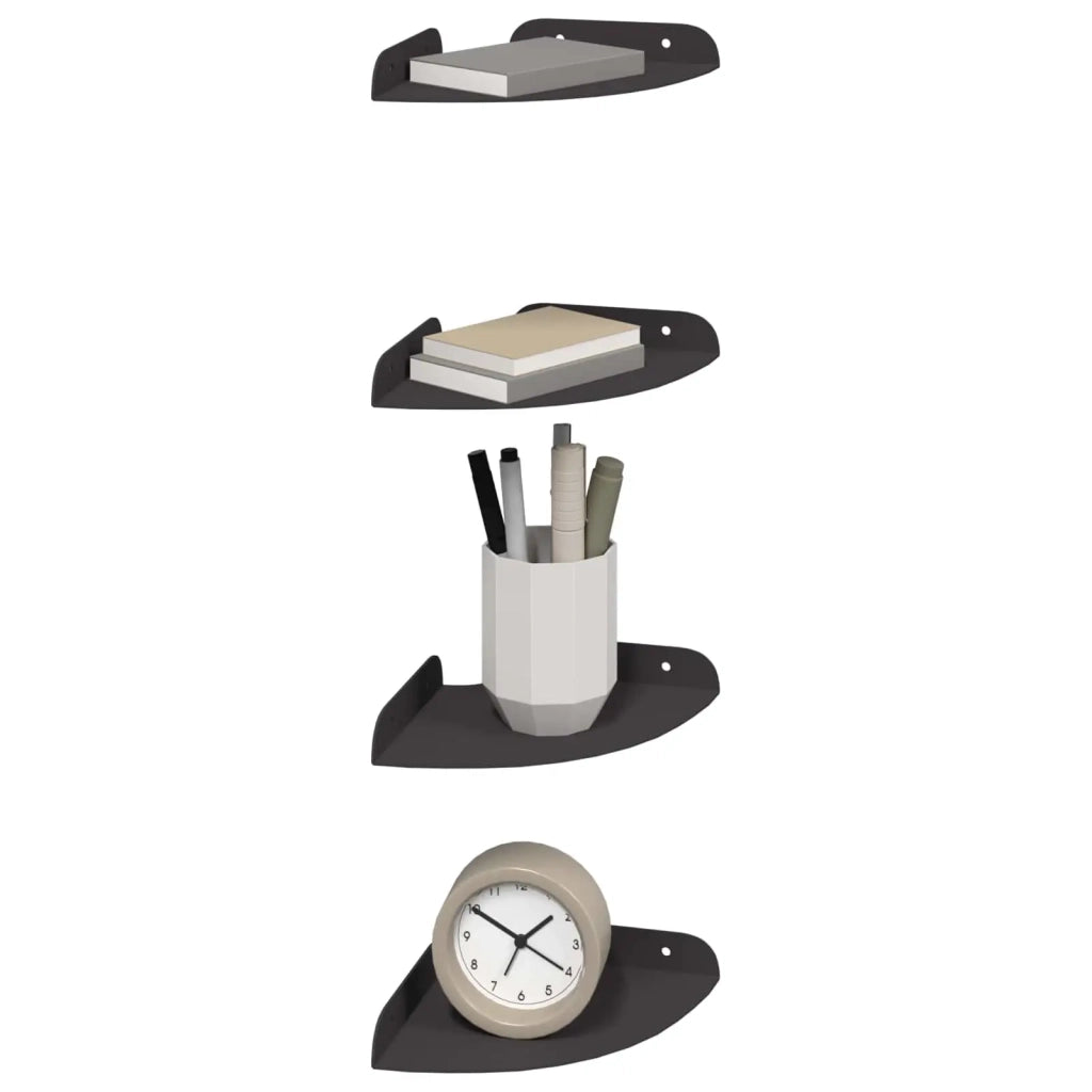 Mensola sospesa con lo scaffale 4 pcs Nero 15 x 15 x 2 cm 8004075