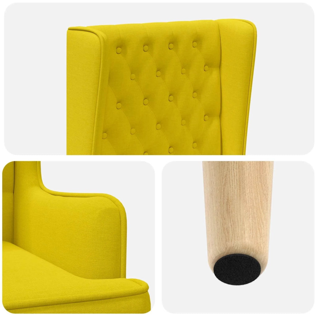 Sedia a schienale alto trapuntata a bottoni Giallo Chiaro 42042488
