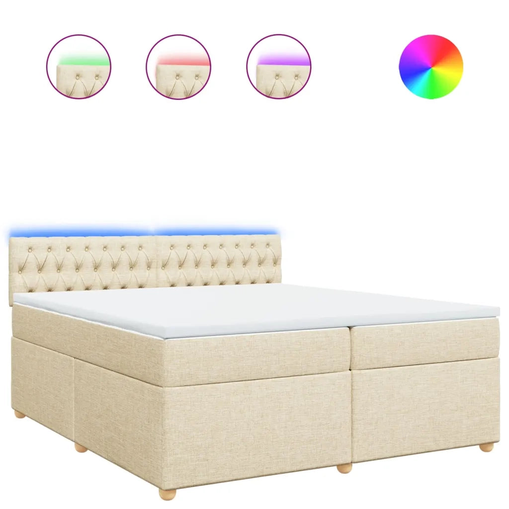 Giroletto a Molle con Materasso Crema 200x200 cm in Tessuto