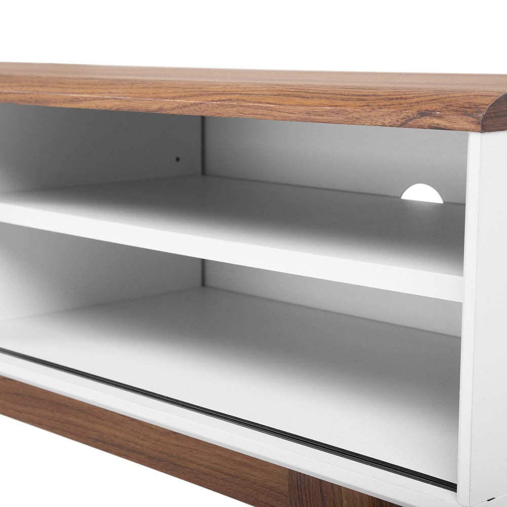 Mobile TV Legno Scuro Bianco TV Fino a 53ʺ Consigliato 4 Ripiani Passacavi Moderno