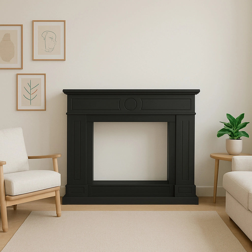 Mpc Cornice Camino Lipari Nero Nero Profondo Cornice Caminetti Lipari Nero Per Inserto Elettrico Caminetto Vulcano o Bruciatore Esistente In Legno Mdf Design Elegante Per Tutti Gli Ambienti